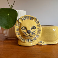 Terracotta Lion Planter Painted Vintage