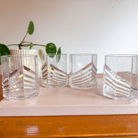 Plastic Dansk SKAL Diamond Tumblers Water Glasses Set of 4 Vintage Clear