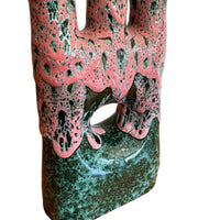 Moroccan Terracotta Clay Vase with Green and Pink Drip Glaze