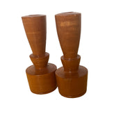 Vintage Lathed Wood Myrtle Wood Candlesticks Set of 2