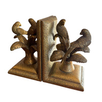 Set of 2 Gold Palm and Bird Resin Bookends White Lotus