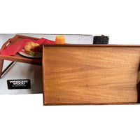 Vintage Folding Teak Wood Standing Tray Mid-Century Modern Thailand