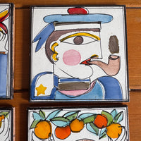 Giovanni DeSimone Ceramic Tiles Hand Painted Vintage 1960's Wall Art