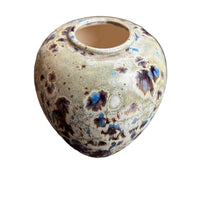 Midcentury Drip Glaze Pottery Vase white ceramic