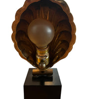Brass Shell Shade Table Lamp with Black Metal Cube Base Ethan Allen