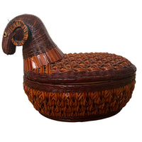 Woven Antique Ram Basket with Lid