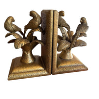 Set of 2 Gold Palm and Bird Resin Bookends White Lotus