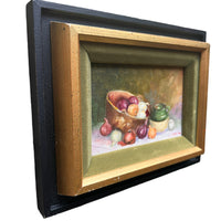 Framed Still Life Oil Painting Art Onions and Olive Oil
