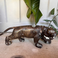 Antique Brass Tiger Statue Sculpture