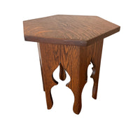 Hexagon Wood Table with Wood Cutouts around the Base