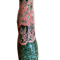 Moroccan Terracotta Clay Vase with Green and Pink Drip Glaze