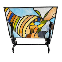 Stained Glass Cornicopia with Cast Iron Stand