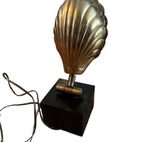 Brass Shell Shade Table Lamp with Black Metal Cube Base Ethan Allen