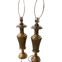 Antique Etched Brass Table Lamps Set of 2