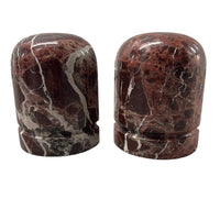 Red and white marble Soapstone Granite Jadeite bullet bookends vintage antique