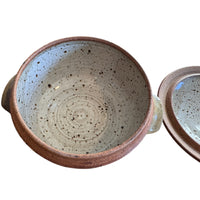 Small Lodewick Vintage Studio Pottery Ikebana Ceramic Pot with Lid baking Dish