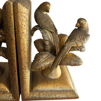 Set of 2 Gold Palm and Bird Resin Bookends White Lotus