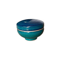Studio Pottery Ceramic Storage Jar Box Canister with Lid in Blue and Green