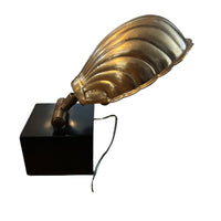 Brass Shell Shade Table Lamp with Black Metal Cube Base Ethan Allen