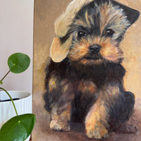Scottie Puppy Painting Original Vintage On canvas