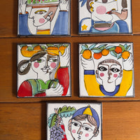 Giovanni DeSimone Ceramic Tiles Hand Painted Vintage 1960's Wall Art