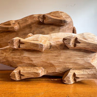 Carved Wood Pig Bowls Large and Small