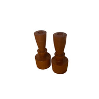 Vintage Lathed Wood Myrtle Wood Candlesticks Set of 2
