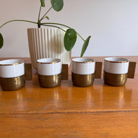 Monopoli Brass and Porcelain Espresso Cups Set of 4 1987 Italy