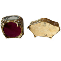 French Beveled Glass Jewelry Box with Velvet Lining