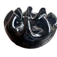 Hand Blown Wavy Glass Bowl Black Italian