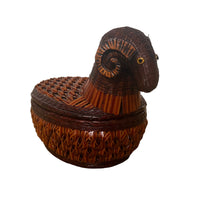 Woven Antique Asian Ram Basket with Lid
