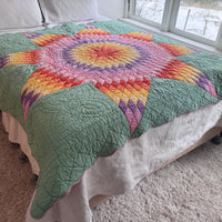 Hand Stitched Patchwork Quilt Colorful Antique Vintage