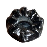 Hand Blown Wavy Glass Bowl Black Italian