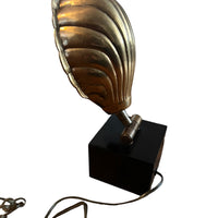 Brass Shell Shade Table Lamp with Black Metal Cube Base Ethan Allen