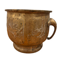 Large Brass Etched Plant Pot with Elephant Handles