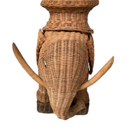 Woven Wicker Elephant Side Table Plant Stand Vintage