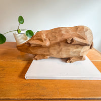 Carved Wood Pig Bowls Large and Small