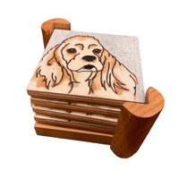Pumpkin Inc Spaniel Dog Tile Coaster Set of 4 with Holder