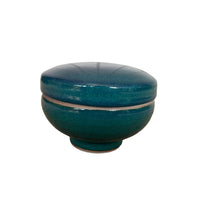 Studio Pottery Ceramic Storage Jar Box Canister with Lid in Blue and Green