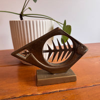 Dolbi Metal Fish Bone Metal Sculpture 1980 Figure Statue Vintage