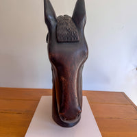 Large Carved Wood Horse Sculpture