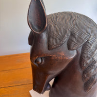 Large Carved Wood Horse Sculpture
