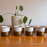 Monopoli Brass and Porcelain Espresso Cups Set of 4 1987 Italy