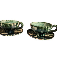 Vintage Terracotta Ceramic Cup and Saucer Set