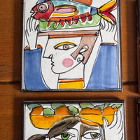Giovanni DeSimone Ceramic Tiles Hand Painted Vintage 1960's Wall Art