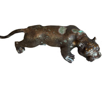 Antique Brass Tiger Statue Sculpture
