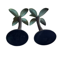 Vintage Tommy Bahama Solid Metal Set of 2 Palm Tree Candle Holders