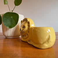 Terracotta Lion Planter Painted Vintage