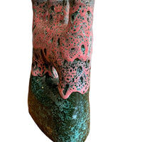 Moroccan Terracotta Clay Vase with Green and Pink Drip Glaze