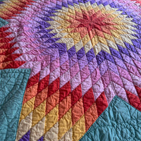 Hand Stitched Patchwork Quilt Colorful Antique Vintage